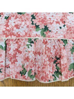 Vintage Fieldcrest Pink Hydrangea Ruffled Hem Top Sheet Full NWOT Combed Percale